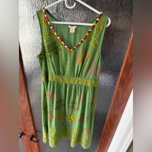 Sundance Green Floral Embroidered Midi Dress